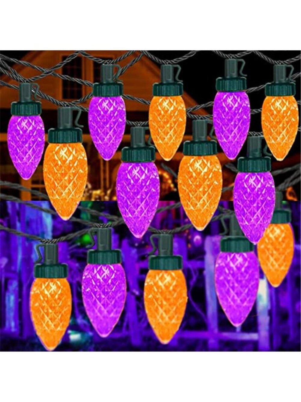 Connectable 2PK C9 Orange Purple Halloween String Light Plug in 86FT 100LED
